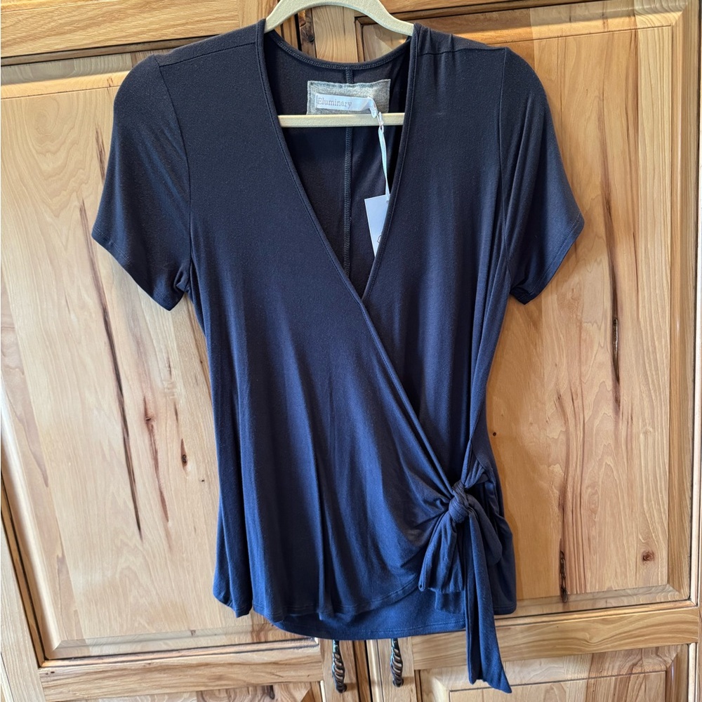 Chic Black Wrap Blouse
